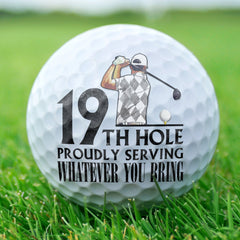 19th Hole Golf Club Proudly Serving - Gift For Golf Lovers - Personalized Golf Ball