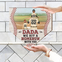 Dad We Hit A Homerun With You - Gift For Family, Father, Baseball, Softball Fans - Personalized Custom Shaped Wood Sign