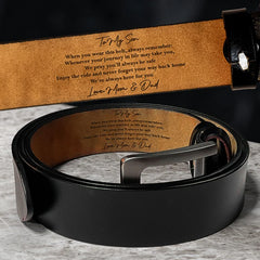To Son-We Love You From Mom Dad - Personalized Engraved Leather Belt