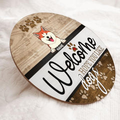 Bienvenue J’espère que vous aimez les chiens, Cintre de porte de bienvenue, Panneau de porte personnalisé de races de chiens, Cadeau de pendaison de crémaillère