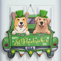 Happy St. Pawtrick’s Day - Cadeau pour les amoureux des chiens, Saint-Patrick, panneau en bois de forme personnalisée