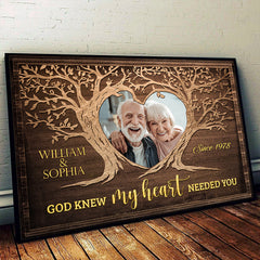 God Knew My Heart Needed You - Personalized Horizontal Poster - Upload Image, Gift For Couples, Husband Wife