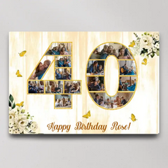 Happy Birthday 40 50 60 65 70 80 100 - Personalized Posters Wall Art Home Decor