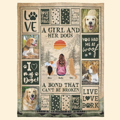 A Girl And Her Dogs Unbreakable Bond - Personalized Blanket