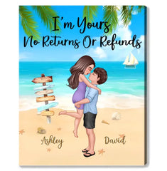 Doll Couple Hugging Kissing On The Beach Personalized Canvas