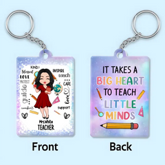 Il faut un grand cœur pour enseigner aux petits esprits enseignant conseiller éducateur typographie poupée porte-clés acrylique personnalisé