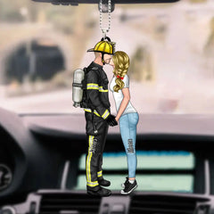 Personalized Car Acrylic Ornament, Couple Portrait, Firefighter, EMS, Nurse, Police Officer, Military, Gifts by Occupation