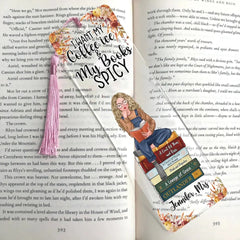 Acrylic Bookmark Gift - I want my coffee icy and My Books Spicy