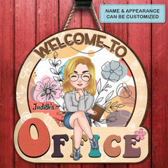 Panneau de porte personnalisé personnalisé - Cadeau de bienvenue pour le personnel de bureau, collègue - Bureau floral