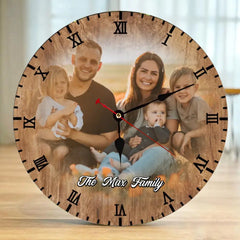 Horloge murale en bois avec photo personnalisée