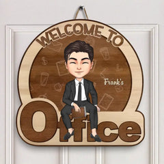 Panneau de porte personnalisé - Cadeau d'anniversaire pour le personnel de bureau - Bienvenue dans mon bureau