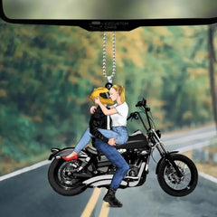 Kissing Motorcycle Couple - Personalized Ornament For Him, For Her, Motorcycle Lovers