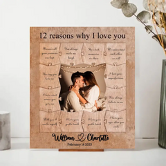 12 Reasons Why I Love You - Personalized Wooden Puzzle Piece Collage Frame, Birthday Gift for Her, Anniversary Gift