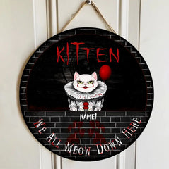 Halloween Welcome Sign, Halloween Custom Wooden Signs, We All Meow Down Here