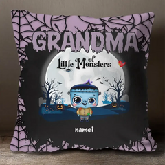 Grandma Of Little Monsters -  Custom  Pillow - Halloween Gift For Grandma, Mom
