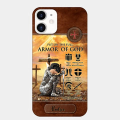 Personalized Woman Warrior Knight Put On The Full Armor Of God Leather Texture Phone Case