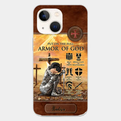 Personalized Woman Warrior Knight Put On The Full Armor Of God Leather Texture Phone Case