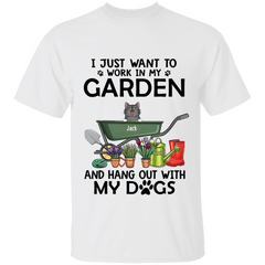 Personalized Shirt, Up To 6 Cats or Dog, I Just Want to Work in My Garden and Hang Out with My Cats and Dog, Gift for Cat and Dog Lovers
