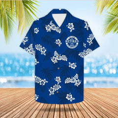 Personalized The Legend Has Retired, Not My Problem Any More, Blue Hibiscus Hawaiian Shirt For Grandpa