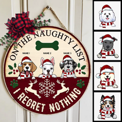 Christmas Welcome Door Sign, Gift For Dog Lovers, On The Naughty List We Regret Nothing Funny Signs , Dog Mom Gifts