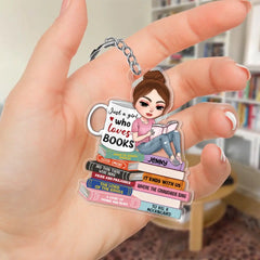 Just A Girl Who Loves Book Personalized Keychain Gift For Book Lover