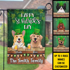 Joyeuse Saint-Patrick avec des chiens - Cadeau pour la Saint-Patrick, drapeau personnalisé