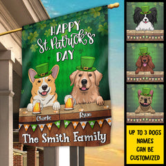Joyeuse Saint-Patrick avec des chiens - Cadeau pour la Saint-Patrick, drapeau personnalisé