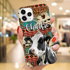 Vintage Country Farm Love Cows Cattle Aztec Leopard Cowhide Pattern Personalized Phone Case