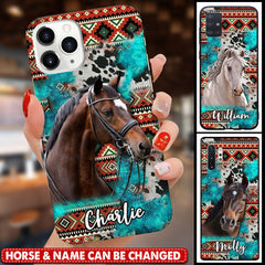 Wester Cow Coaster Cowhide Aztec Pattern, Love Country Horse Breed Personalized Phone Case