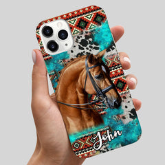 Wester Cow Coaster Cowhide Aztec Pattern, Love Country Horse Breed Personalized Phone Case