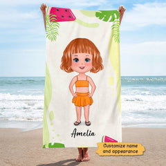Serviette de plage personnalisée Summer Doll Kid